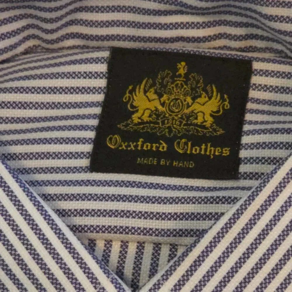 Oxxford Hand Made Striped Dress Shirt - Unique - Picture 3 of 11